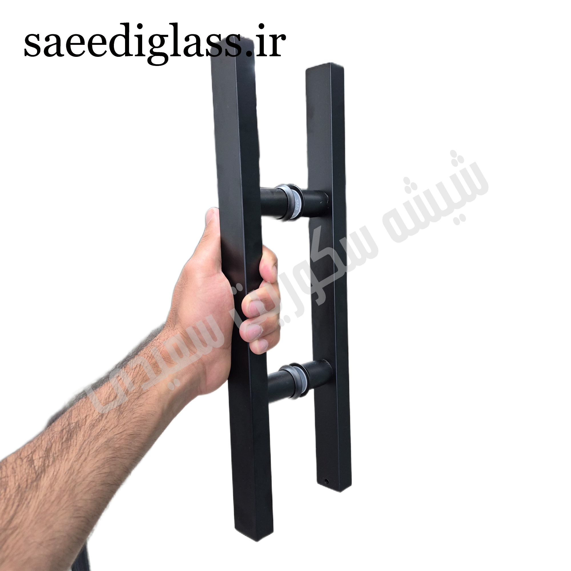 دستگیره مشکی مکعبی 40 سانتی شیشه سکوریت